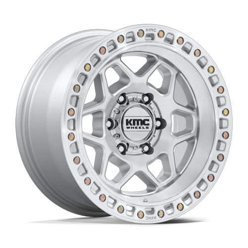 KMC KM553 TORX 17x9 Gloss Silver W/ Machined Face 6x135 -12mm