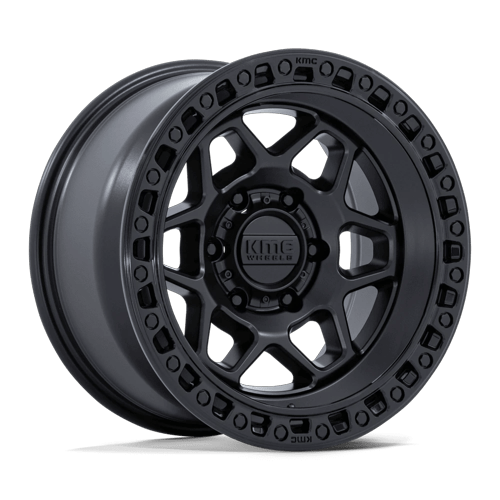 KMC KM553 TORX 17x8.5 Matte Black W/ Gloss Black Lip 6x135 25mm