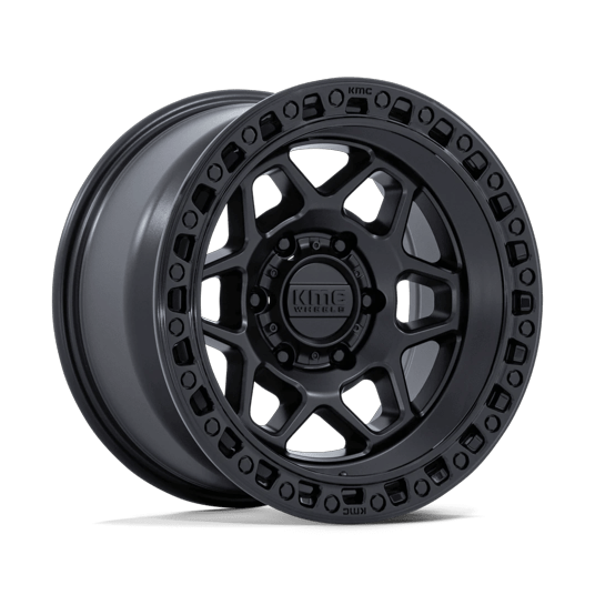 KMC KM553 TORX 17x8.5 Matte Black W/ Gloss Black Lip 6x135 25mm