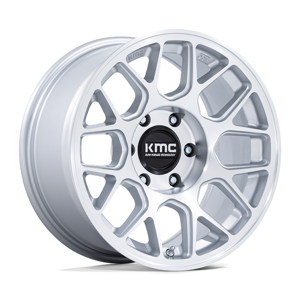 KMC KM730 HATCHET 17x8.5 Gloss Silver W/ Machined Face 6x135 25mm