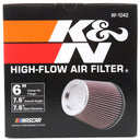 K&N Round Tapered Universal Air Filter 6in Flange ID x 7.5in Base OD x 5in Top OD x 6.5in Height