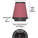 K&N Universal Clamp-On Air Filter 6in FLG / 7-1/2in B / 5in T / 6-1/2in H