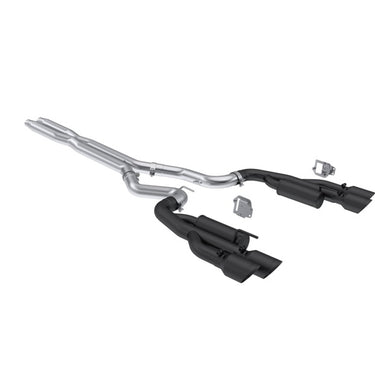 MBRP 2024+ Ford Mustang 5.0L Blk Alum. SS 3in Cat-Back Exhaust w/ Quad Blk Tips (Valve Delete)