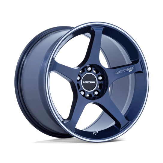 Motegi MR159 BATTLE V 18x9.5 Obsidian Blue Mach Lip Stripe 5x114.3 25mm