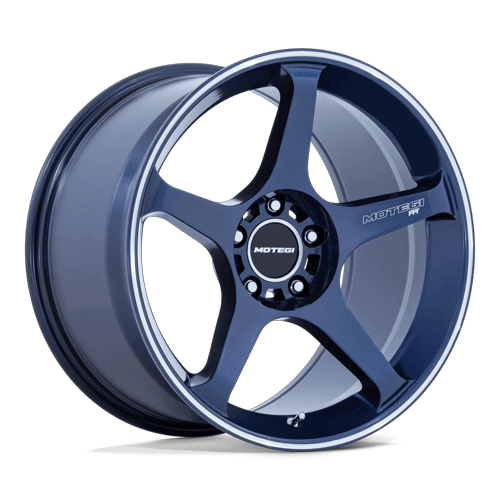 Motegi MR159 BATTLE V 18x9.5 Obsidian Blue Mach Lip Stripe 5x114.3 38mm