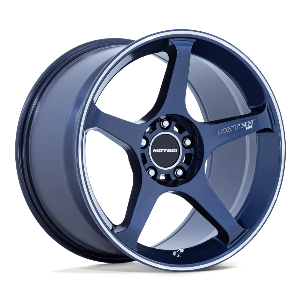 Motegi MR159 BATTLE V 18x8.5 Obsidian Blue Mach Lip Stripe 5x114.3 35mm