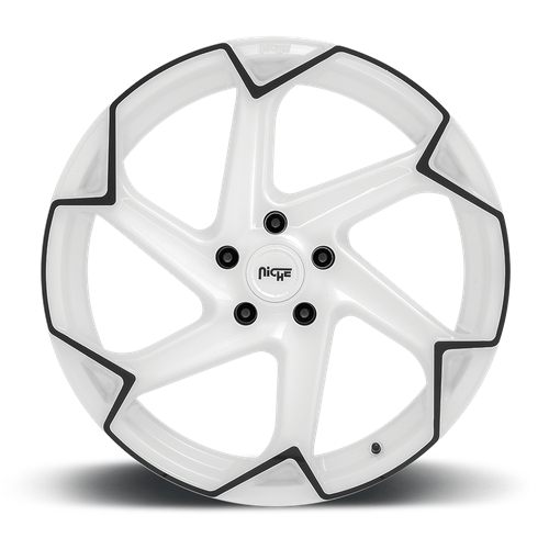 Niche 1PC M257 FLASH 20x10.5 Gloss White W/ Black 5x114.3 40mm