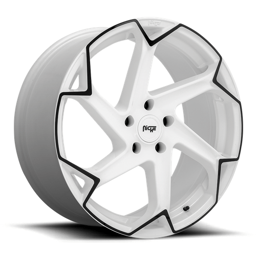 Niche 1PC M257 FLASH 20x10.5 Gloss White W/ Black 5x114.3 40mm