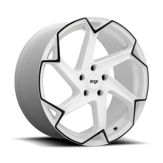 Niche 1PC M257 FLASH 20x10.5 Gloss White W/ Black 5x114.3 40mm