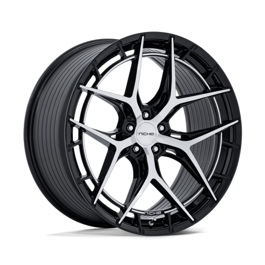 Niche 1PC NC286 RIVIERA 20x9.5 Gloss Black W/ Machined Face 5x114.3 35mm