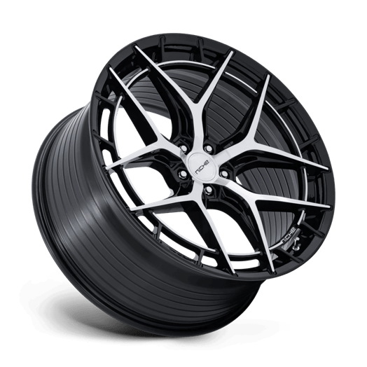 Niche 1PC NC286 RIVIERA 20x9 Gloss Black W/ Machined Face 5x114.3 35mm