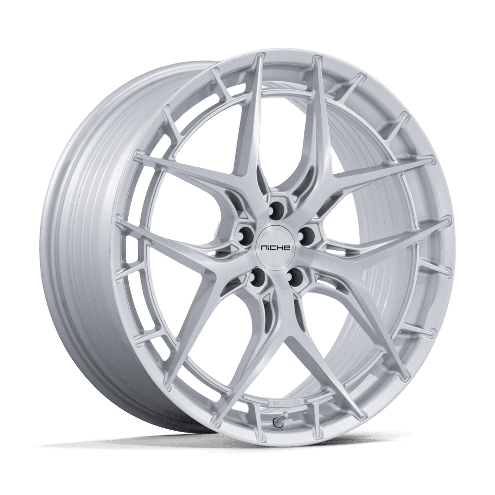 Niche 1PC NC286 RIVIERA 20x9 Gloss Silver W/ Brushed Face 5x114.3 35mm