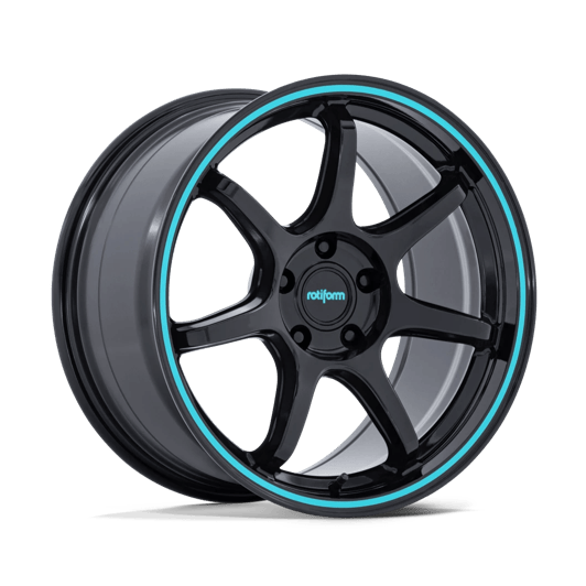 Rotiform RC208 BPU 19x8.5 Gloss Black W/ Teal Stripe 5x114.3 35mm