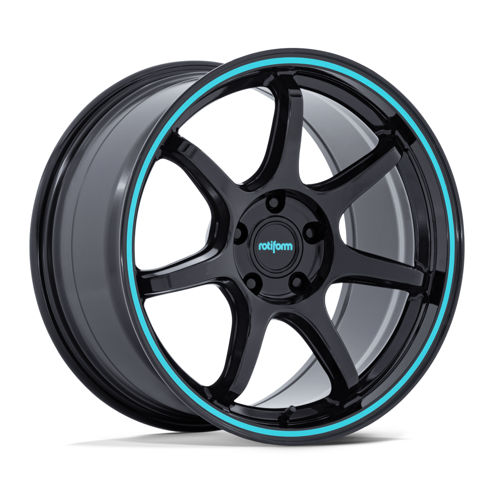 Rotiform RC208 BPU 18x9.5 Gloss Black W/ Teal Stripe 5x114.3 25mm