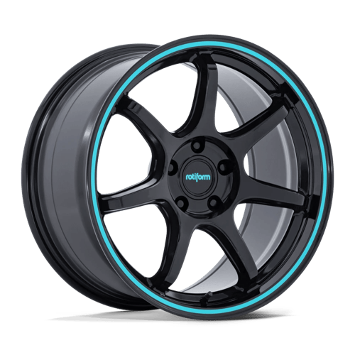 Rotiform RC208 BPU 19x10.5 Gloss Black W/ Teal Stripe 5x114.3 40mm