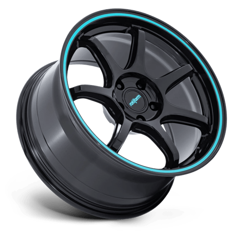 Rotiform RC208 BPU 18x8.5 Gloss Black W/ Teal Stripe 5x114.3 45mm