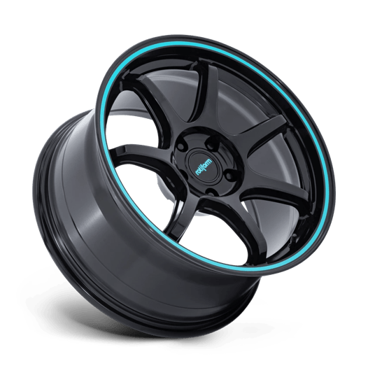 Rotiform RC208 BPU 19x8.5 Gloss Black W/ Teal Stripe 5x114.3 35mm