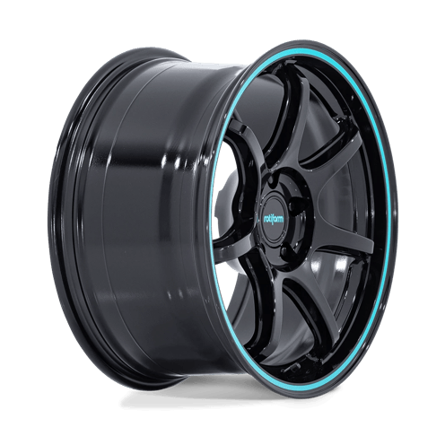 Rotiform RC208 BPU 19x8.5 Gloss Black W/ Teal Stripe 5x114.3 35mm