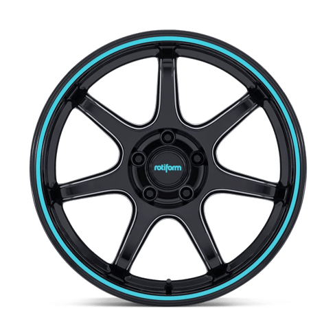 Rotiform RC208 BPU 19x8.5 Gloss Black W/ Teal Stripe 5x114.3 35mm