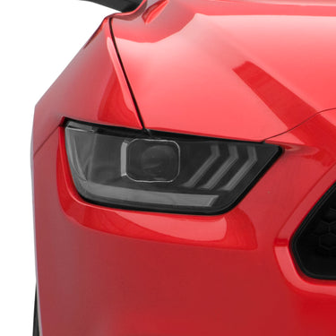 Raxiom 15-17 Ford Mustang Projector Headlights OEM HID Bulbs- Black Housing (Clear Lens)