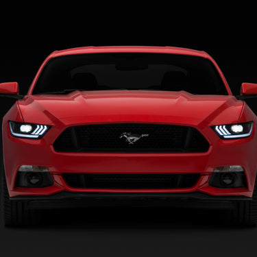 Raxiom 15-17 Ford Mustang Projector Headlights OEM HID Bulbs- Black Housing (Clear Lens)