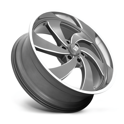US Mag 1PC U133 DESPERADO 22x9 Anthracite Milled Diam-Cut Lip 6x135 25mm