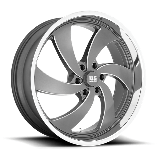US Mag 1PC U133 DESPERADO 22x9 Anthracite Milled Diam-Cut Lip 6x135 25mm