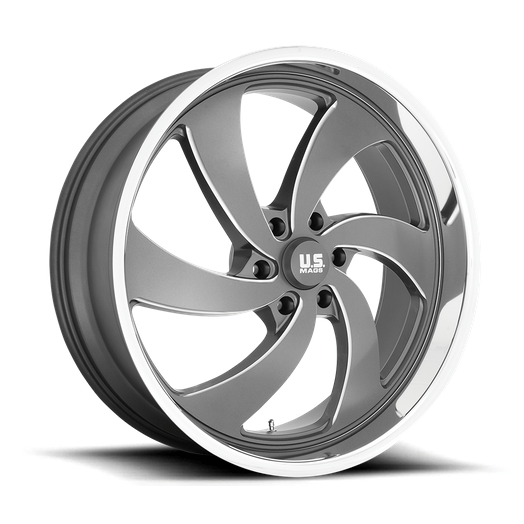 US Mag 1PC U133 DESPERADO 22x9 Anthracite Milled Diam-Cut Lip 6x135 25mm