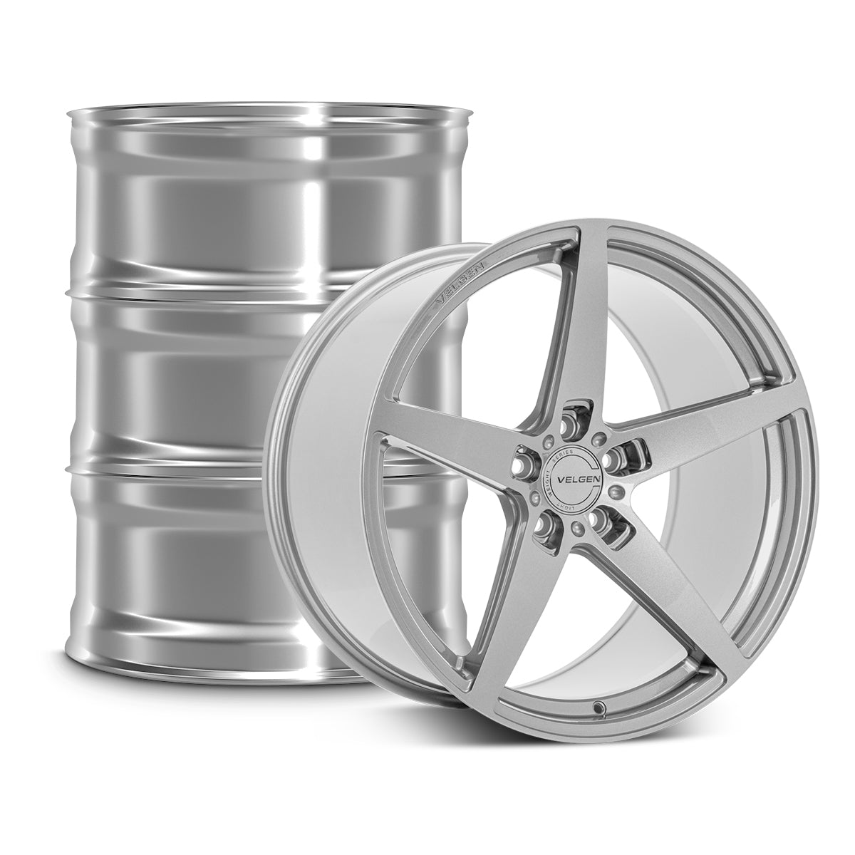 2015-2024 Ford Mustang Velgen Classic5 V2 Wheel Set (Set of 4) - Gloss Silver - 20x10/20x11