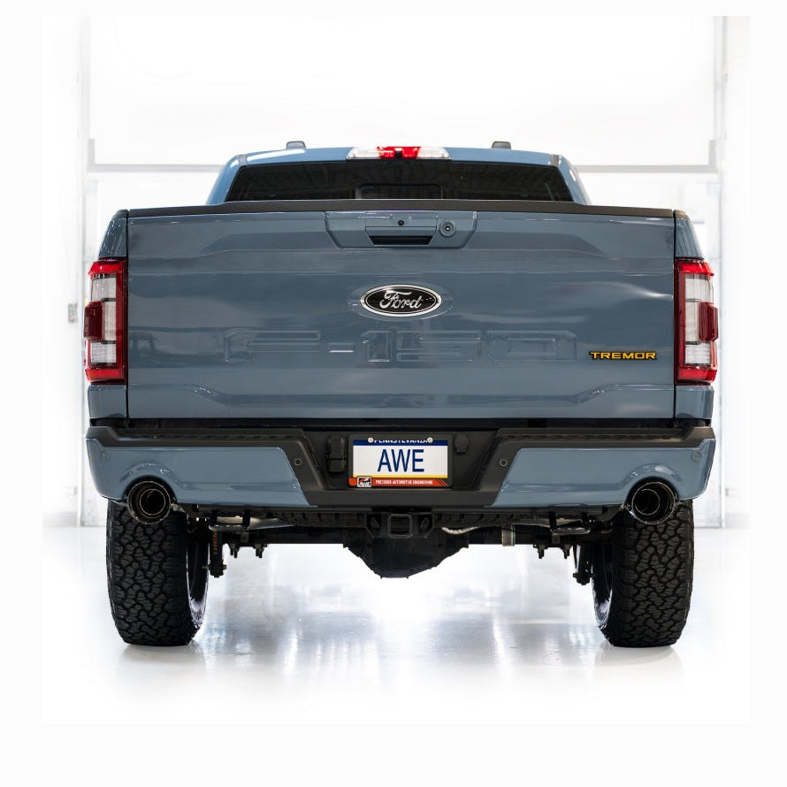 AWE Tuning AWE Tuning 2021+ Ford F-150 Tremor (w/ Bumper Cutouts) 0FG Non-Resonated Catback -Diamond Black Tips, installed