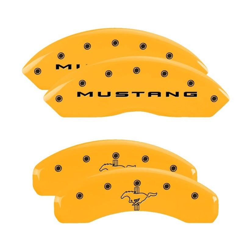 MGP MGP 4 Caliper Covers Engraved Front 2015/Mustang Engraved Rear 2015/Bar & Pony ylw finish black ch
