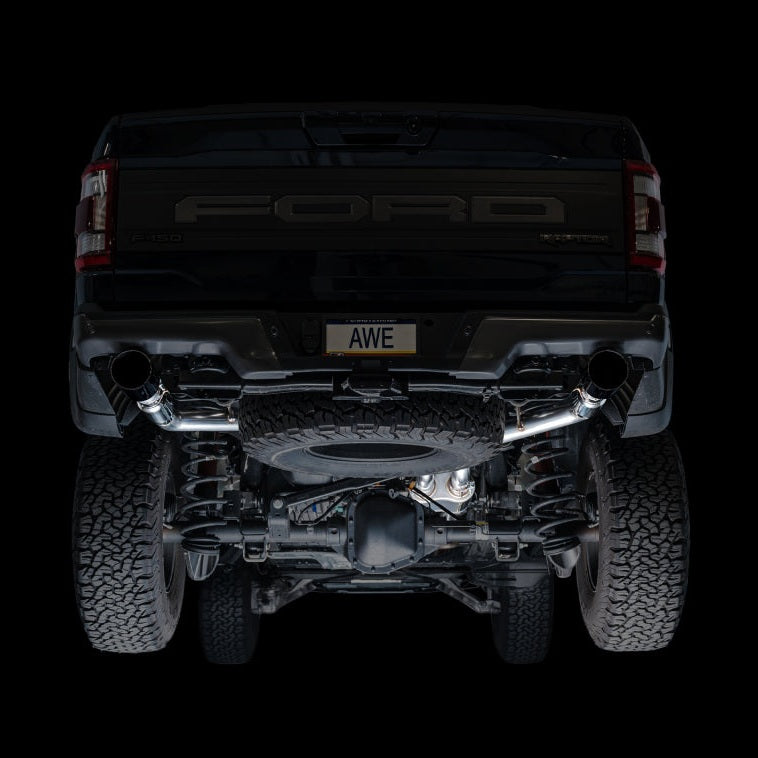 AWE Tuning AWE Tuning Gen 3 Ford Raptor SwitchPath Exhaust - Diamond Black Tips, installed