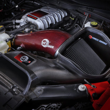 aFe 23-24 Ford F150 Raptor R Supercharged Red Carbon Track Series Air Intake w/ P5R Filter (MOQ 24)