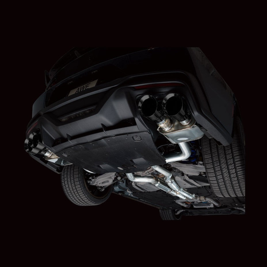 AWE Tuning AWE 2024 Ford Mustang Dark Horse S650 RWD SwitchPath Cat-Back Exhaust w/ Quad Diamond Black Tips, installed