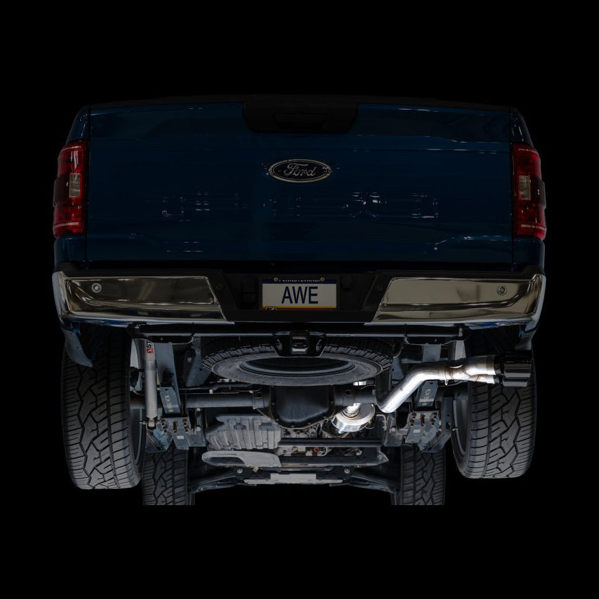 AWE Tuning AWE 21-25 Ford F150 (14th Gen Reg Cab) Cat-Back Exhaust - 4.5in Dual Side Exit Diamond Black Tips, installed