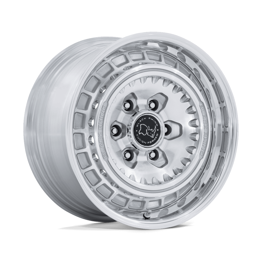 Black Rhino Hard Alloys BR601 BASTION 17x8.5 Gloss Silver Mach-Face Pol-Lip 6x135 0mm