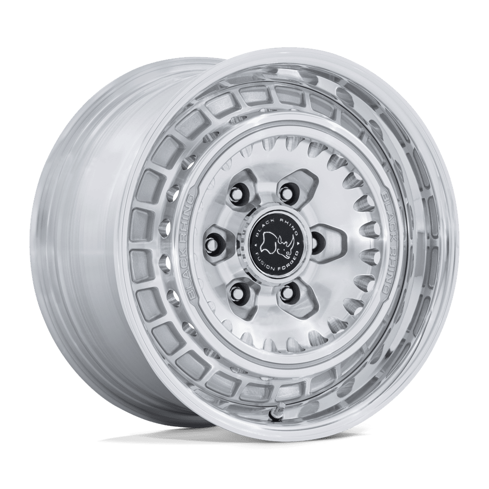 Black Rhino Hard Alloys BR601 BASTION 17x8.5 Gloss Silver Mach-Face Pol-Lip 6x135 0mm