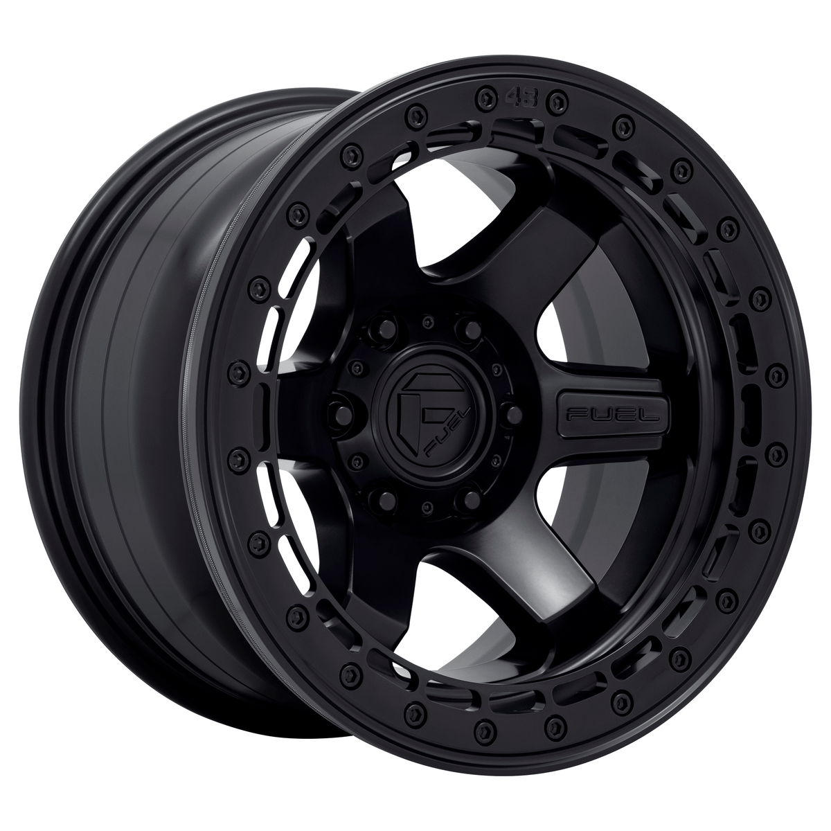 Fuel 1PC D122 BLOCK BEADLOCK 17x8.5 Matte Black W/ M-Black Ring 6x135 0mm