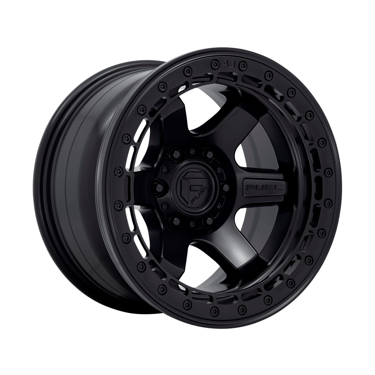 Fuel 1PC D122 BLOCK BEADLOCK 17x8.5 Matte Black W/ M-Black Ring 6x135 0mm