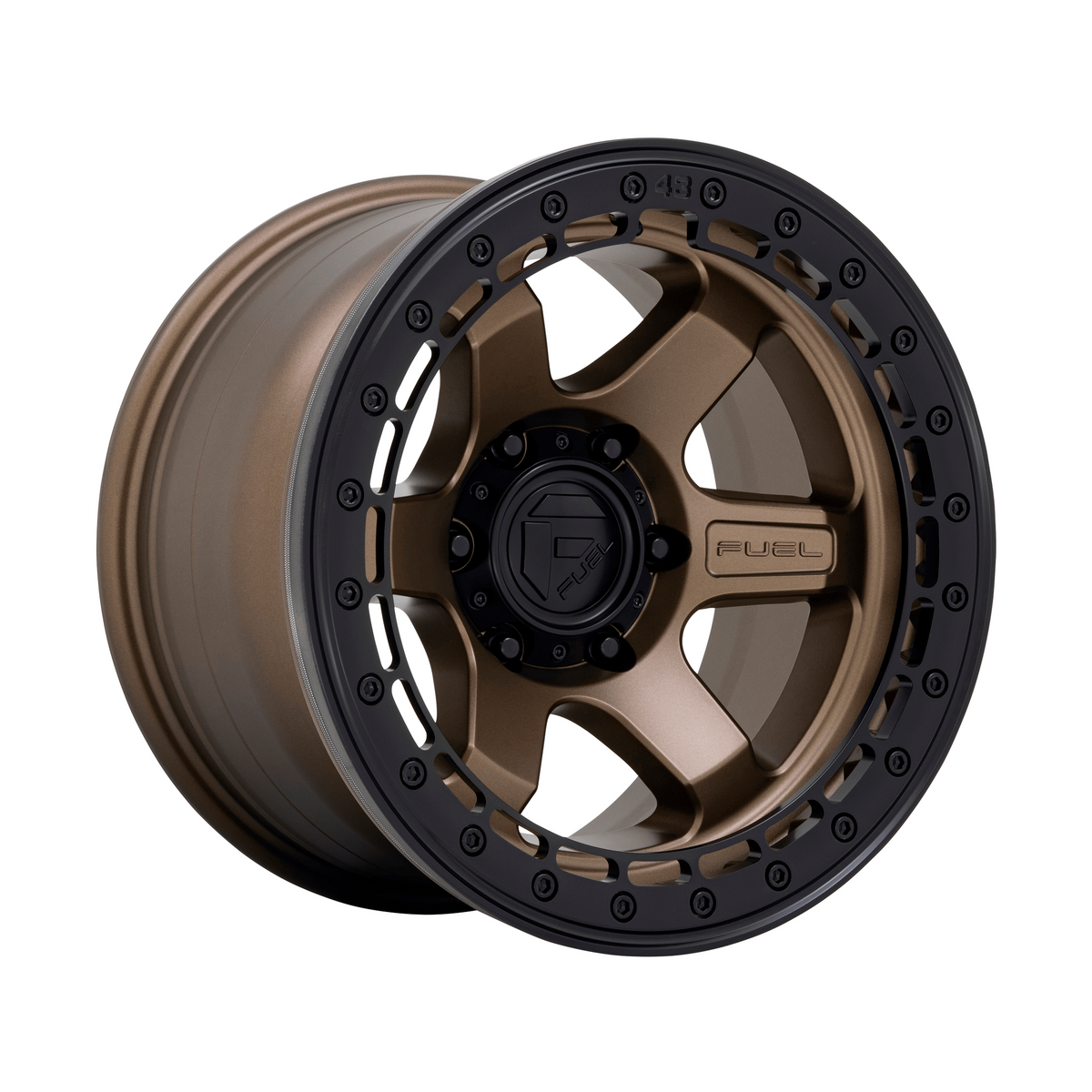 Fuel 1PC D124 BLOCK BEADLOCK 17x8.5 Matte Bronze W/ M-Black Ring 6x135 0mm
