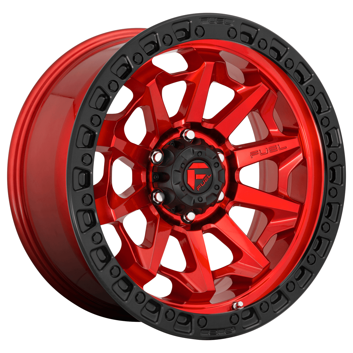 Fuel 1PC D695 COVERT 18x9 Candy Red Black Bead Ring 6x135 20mm