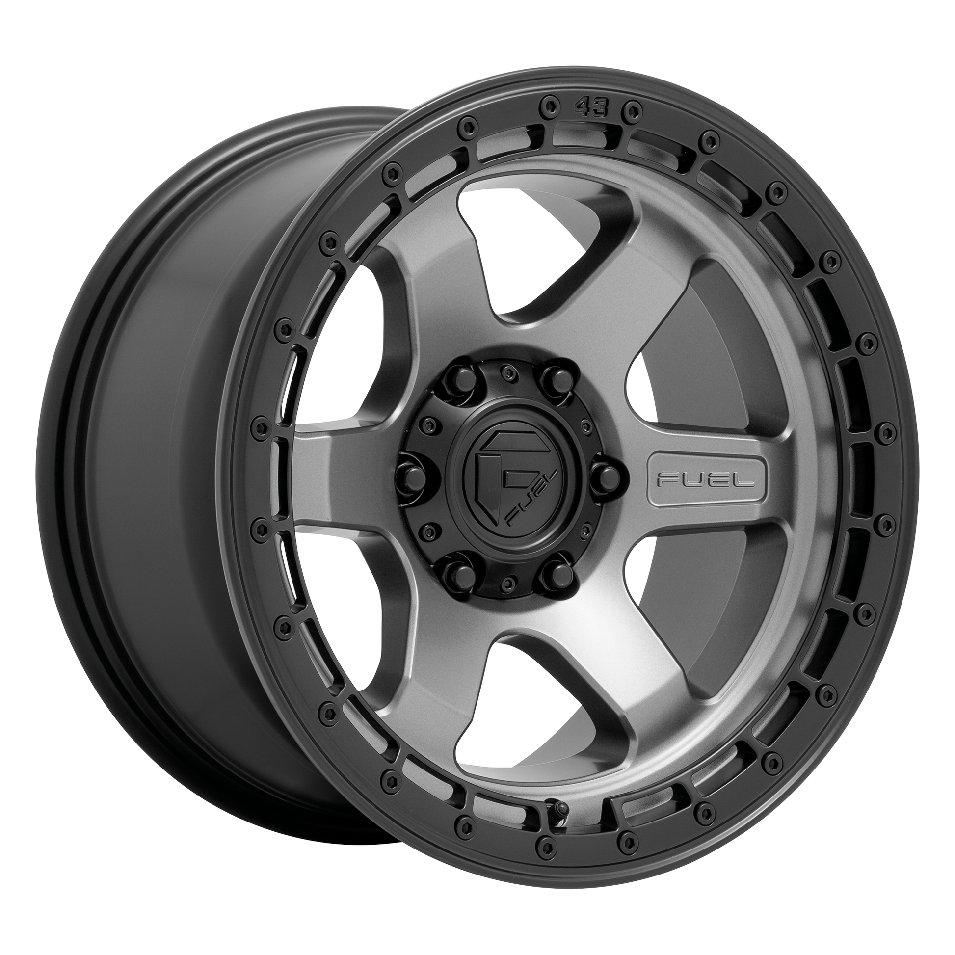 Fuel 1PC D752 BLOCK 17x9 Matte Gunmetal W/ Black Ring 6x135 1mm