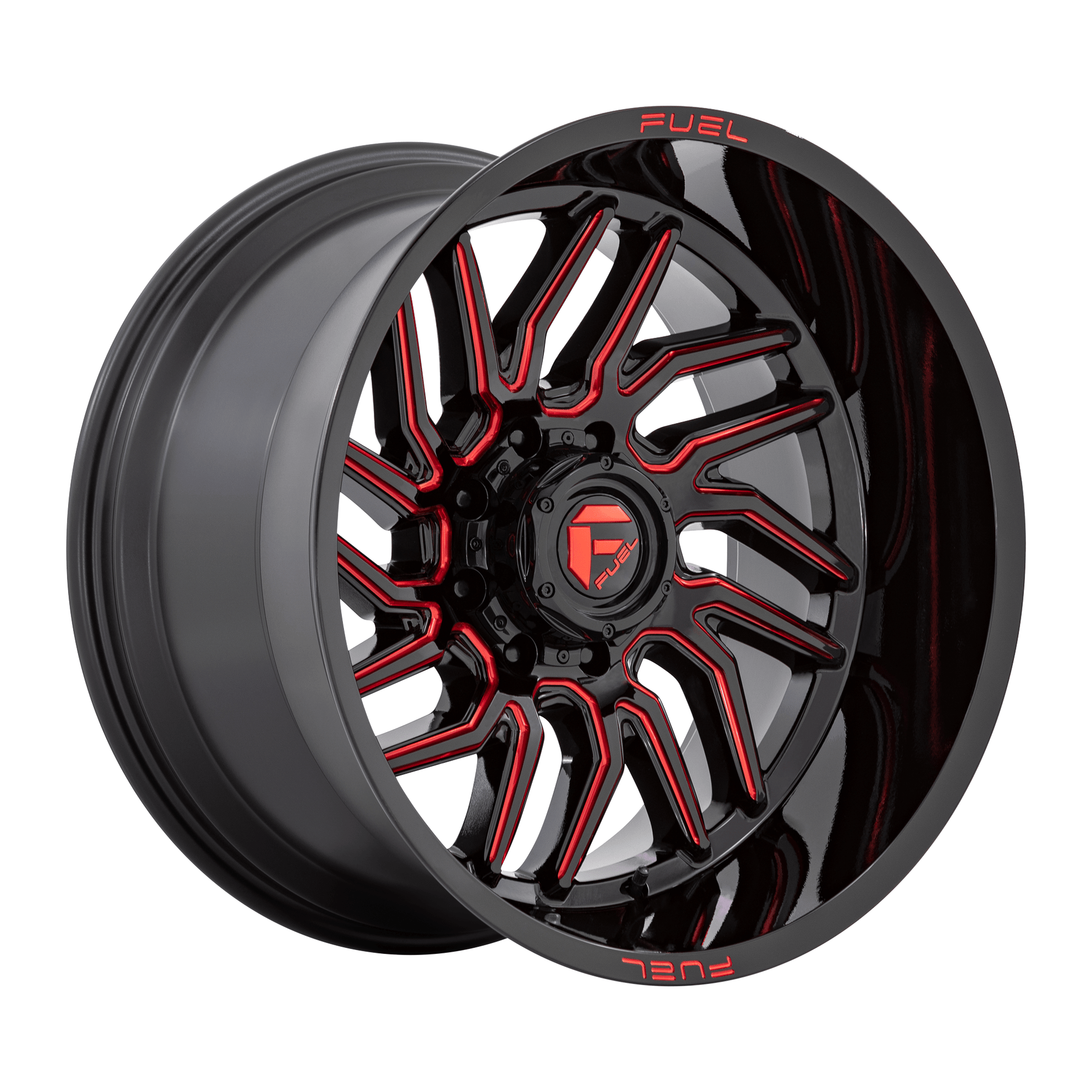 Fuel 1PC D808 HURRICANE 20x9 Gloss Black Milled Red Tint 6x135 20mm