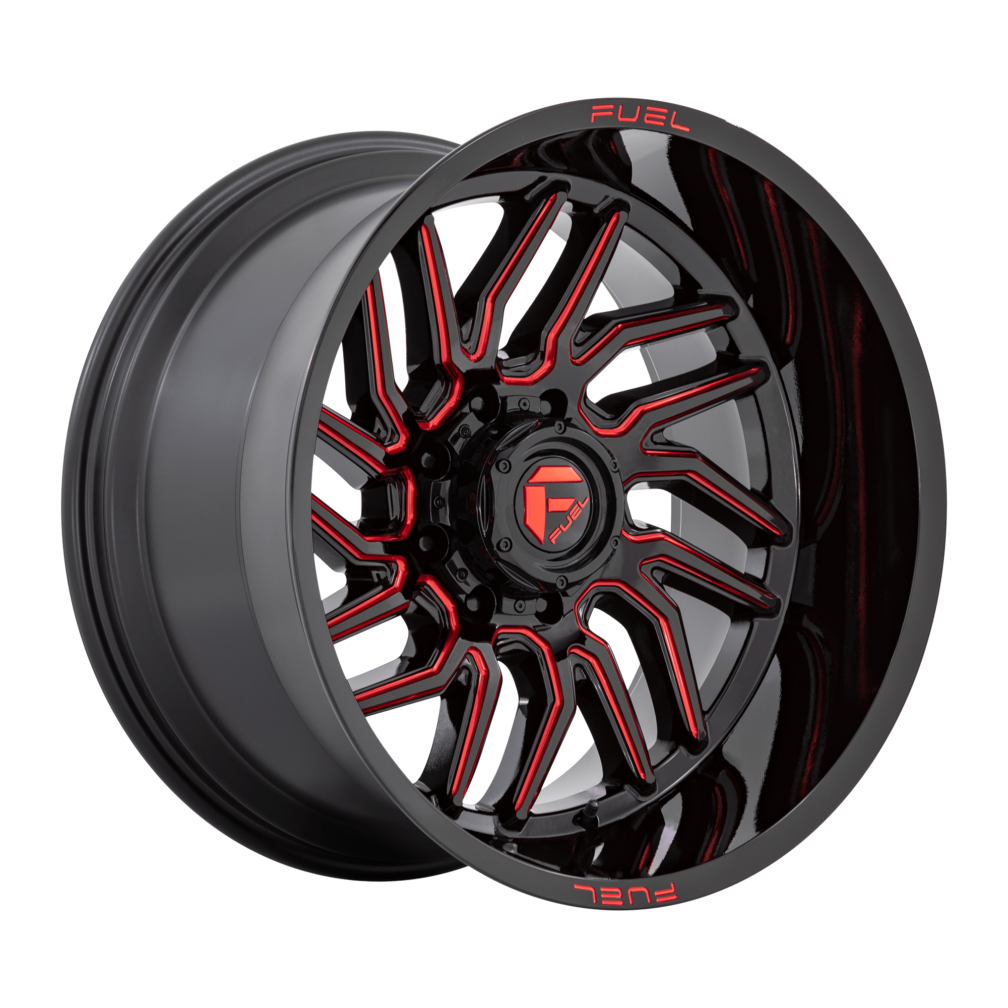 Fuel 1PC D808 HURRICANE 20x9 Gloss Black Milled Red Tint 6x135 20mm