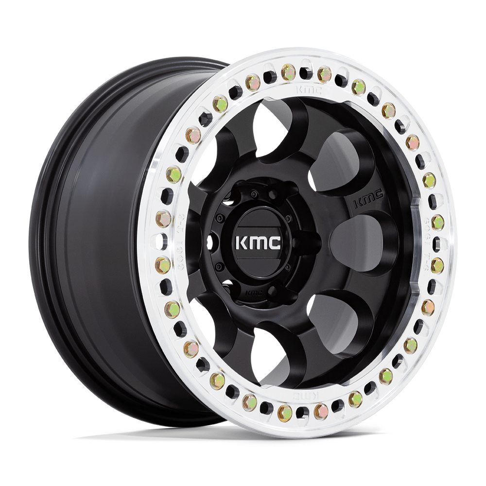 KMC KM237 RIOT BEADLOCK 17x8.5 Satin Black W/ Machined Ring 6x135 0mm