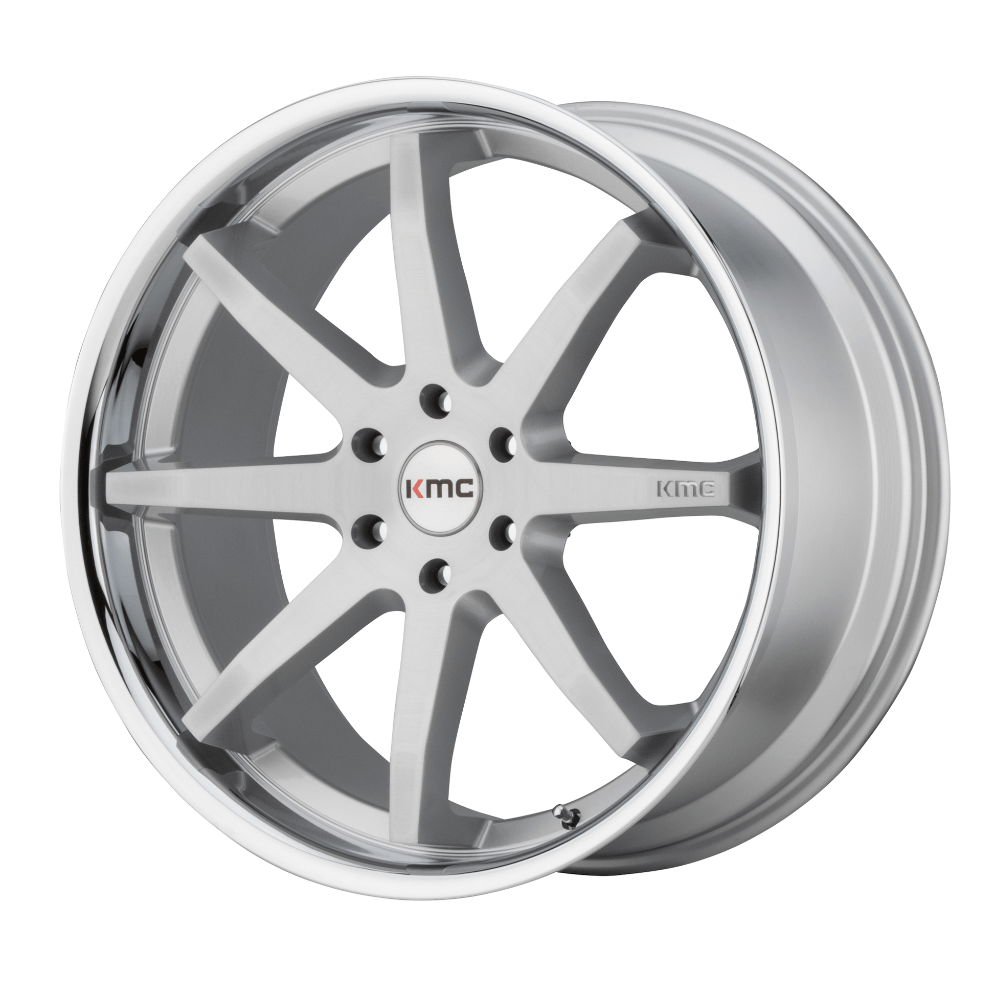 KMC KM715 REVERB 20x9 Brushed Silver W/ Chrome Lip 5x114.3 30mm