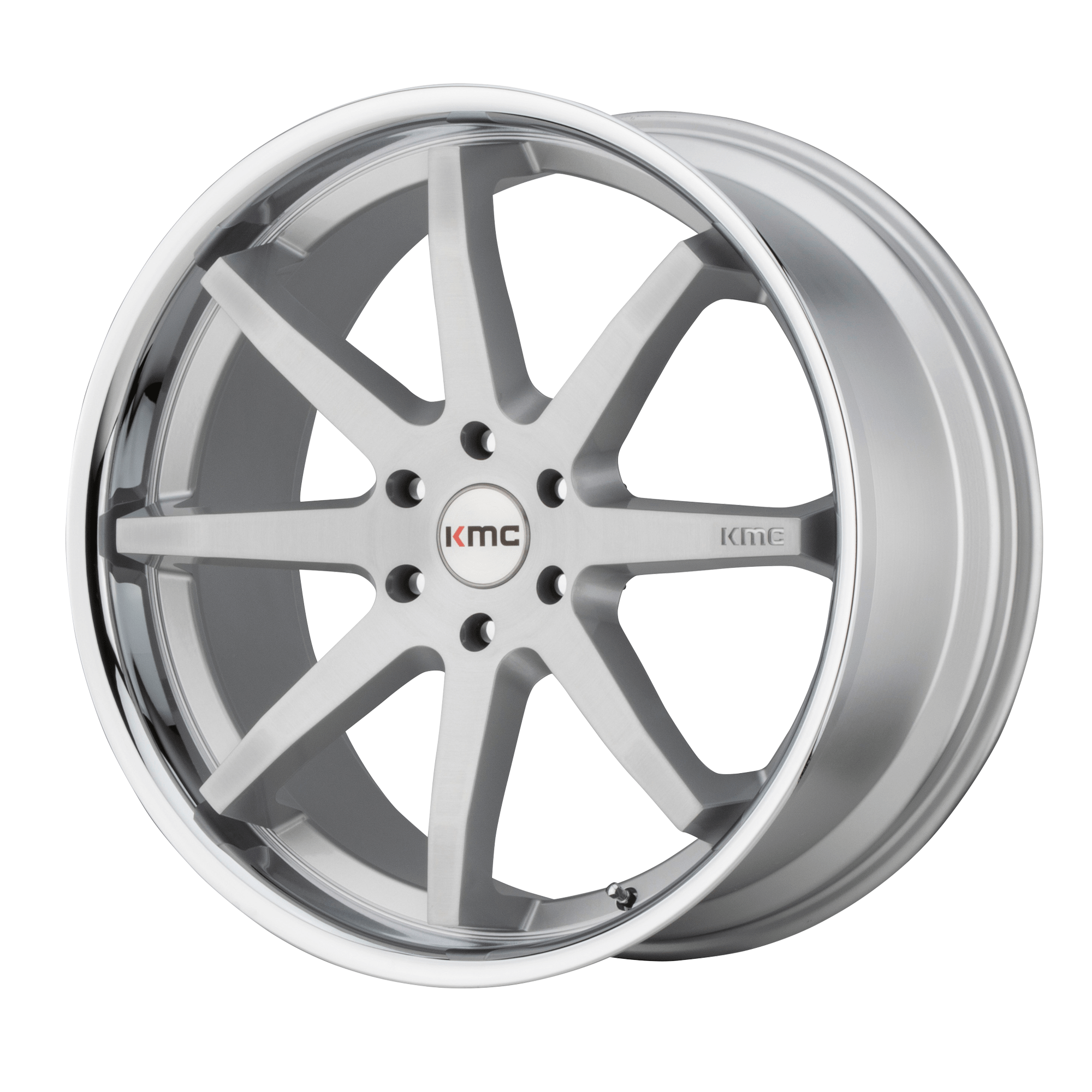 KMC KM715 REVERB 20x9 Brushed Silver W/ Chrome Lip 5x114.3 30mm