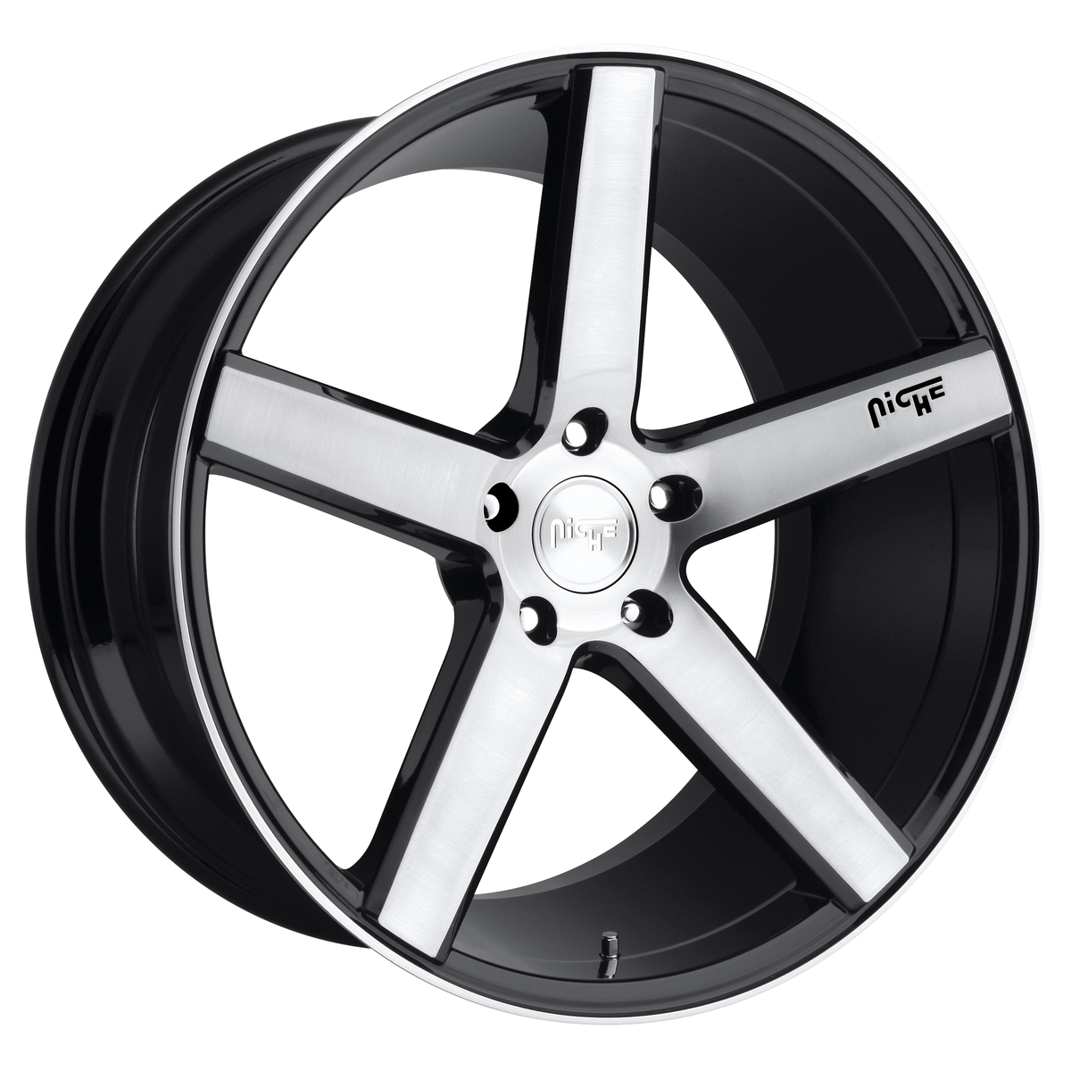 Niche 1PC M124 MILAN 20x8.5 Gloss Black Brushed 5x114.3 35mm