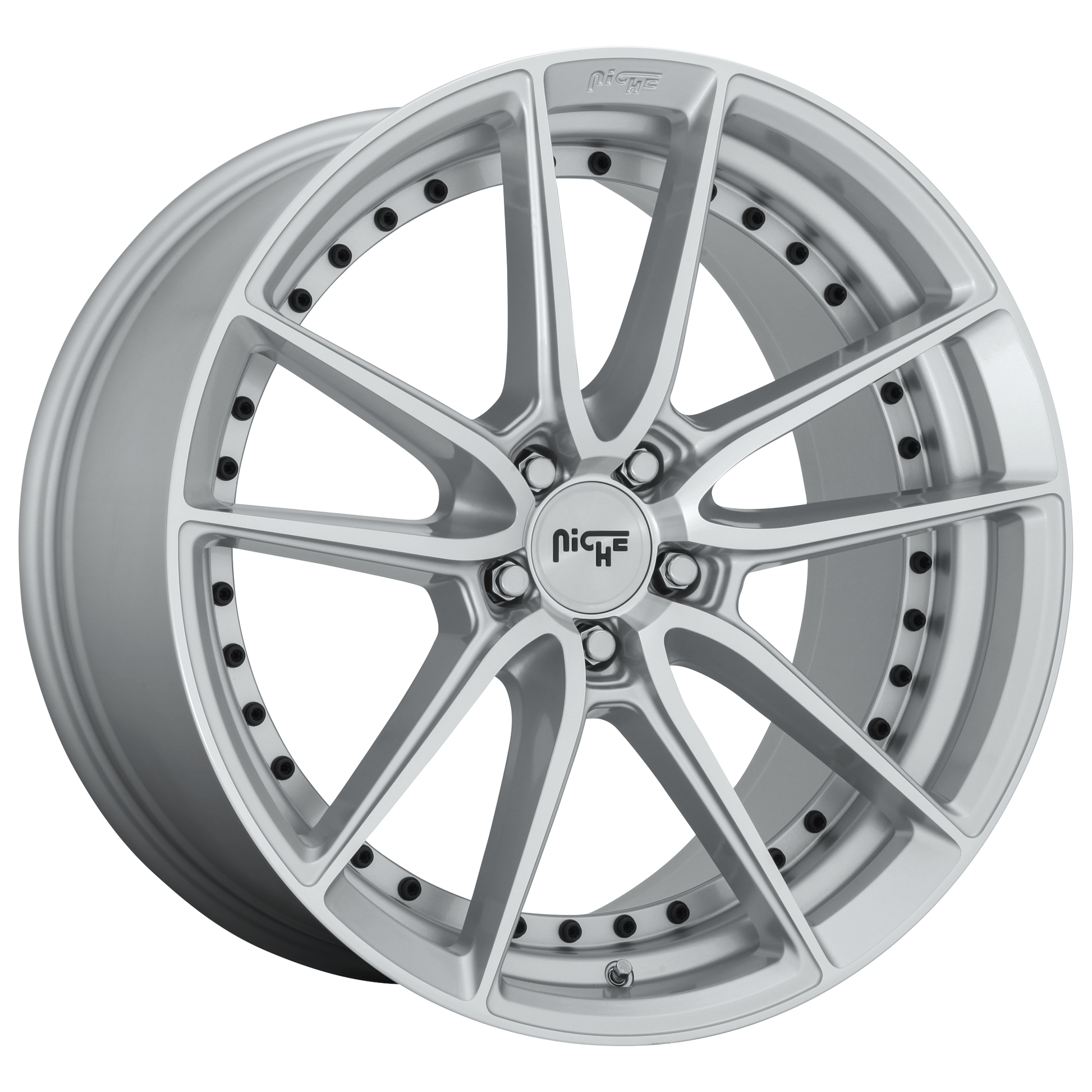 Niche 1PC M221 DFS 18x8 Gloss Silver Machined 5x114.3 40mm