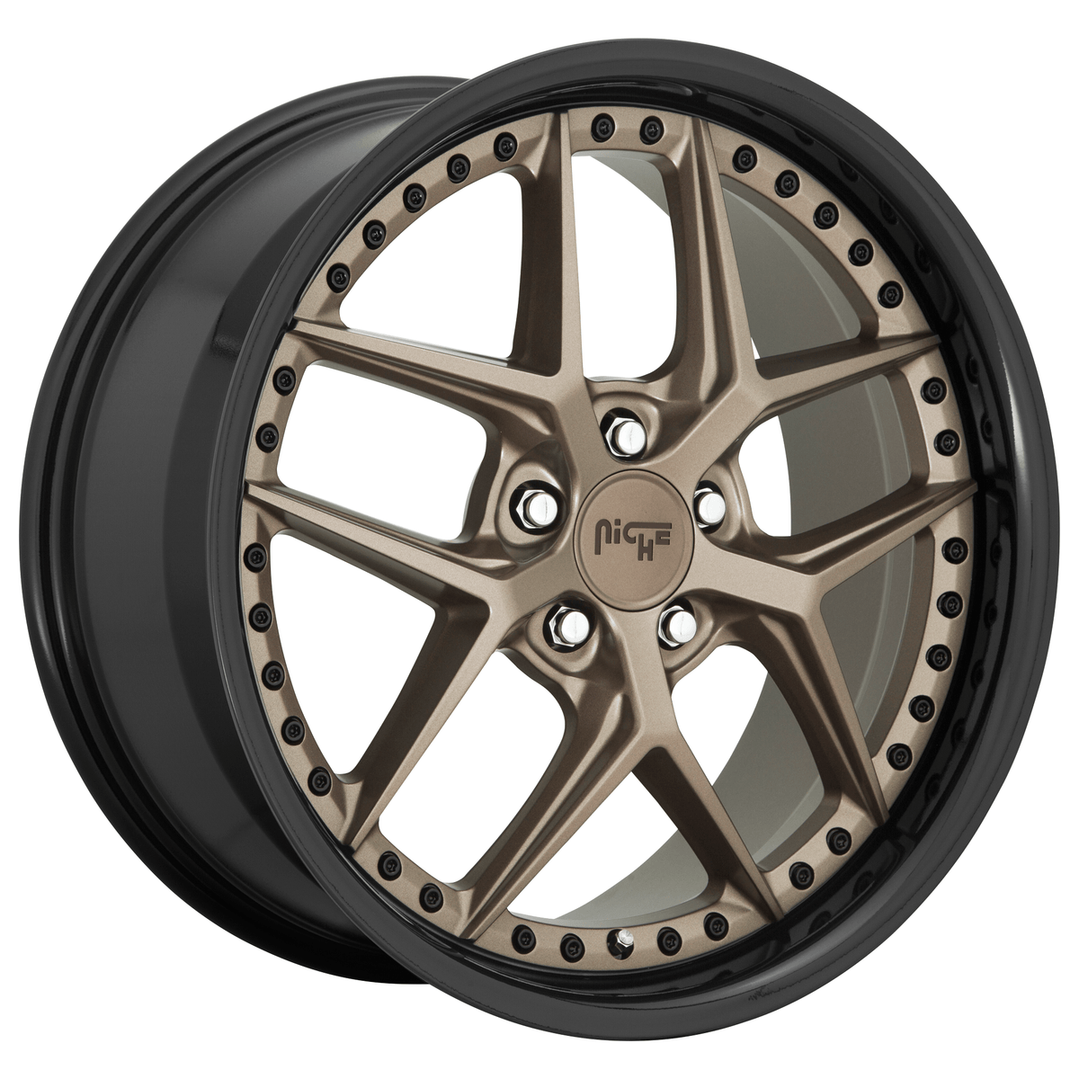 Niche 1PC M227 VICE 20x10.5 Matte Bronze Black Bead Ring 5x114.3 40mm